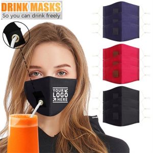 Reusable Face Mask  with Drink Straw Hole