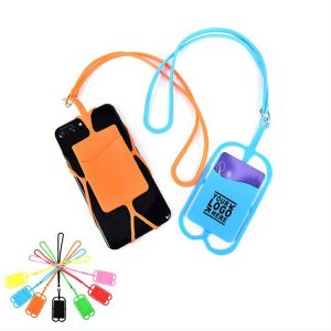 Silicone Phone Wallet Holder with Lanyard