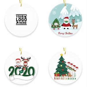 Two-Side Printed Ceramic Christmas Tree Hanging Accessories