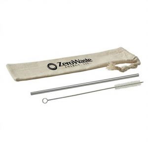Stainless Straw Set in Cotton Pouch