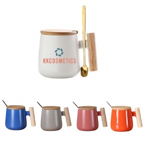 12Oz Wooden Handle Coffee Ceramic Mug