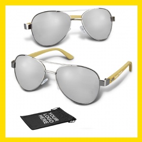 New Fashion Bamboo Aviator Mirror Lens Sunglasses