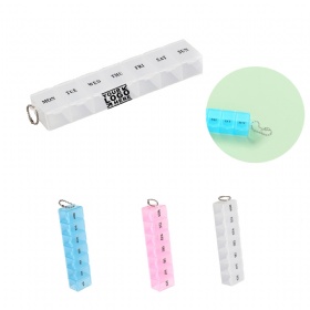 Plastic Weekly Pill Box w/ Keychain