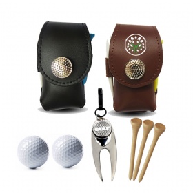 PU Leather Golf Ball Holder Set