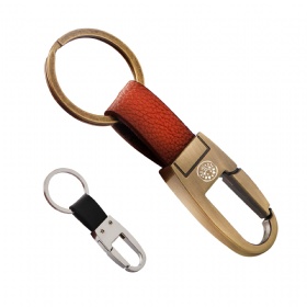 Creative Metal Keychain w/Leather Strap