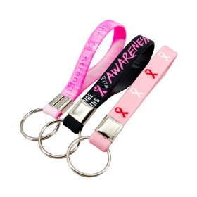 Pink Ribbon Design Silicone Keychain