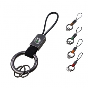 Zinc Alloy Car Key Chain w/Leather Strap