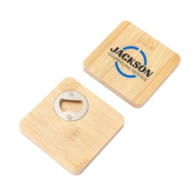 Two-In-One Eco Bamboo Coaster Beer Opener