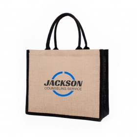 Natural Two-Tone Jute Tote Bag