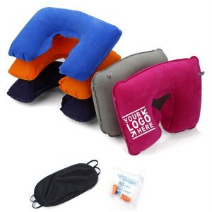 3 in 1 Handy Travel Kit /Inflatable Neck Pillow + Eye Mask + Earplugs