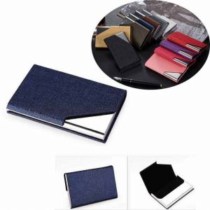 PU Leather Stainless Steel Business Card Holder