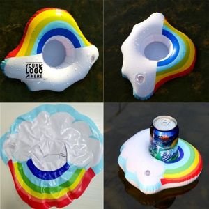 Rainbow Cloud Inflatable Cup Holder Folating